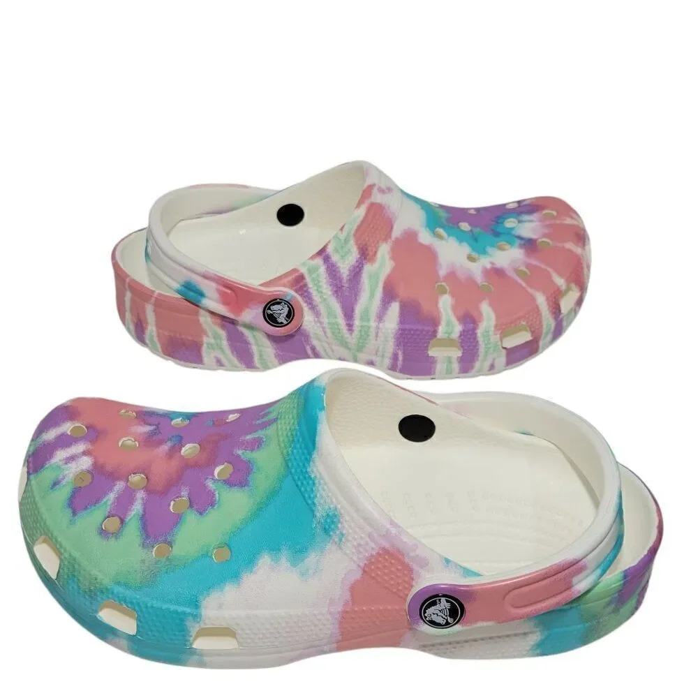 Crocs Clogs Jr Big Kid J6 Classic Tie Dye Multi Color Child 205451 Women 8 Men 6